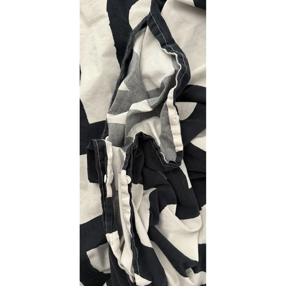 Vintage IKEA Skuggbracka Full Queen Duvet Cover Graphic Black White Reversible